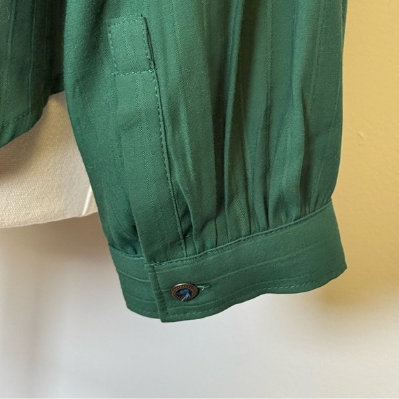 Maeve | Anthropologie Green Button-Up Lightweight Striped Blouse Women’s Size XS - Picture 8 of 11
